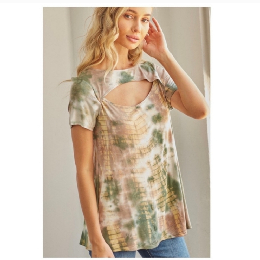 Women's oversized open chest tie dye blouse
